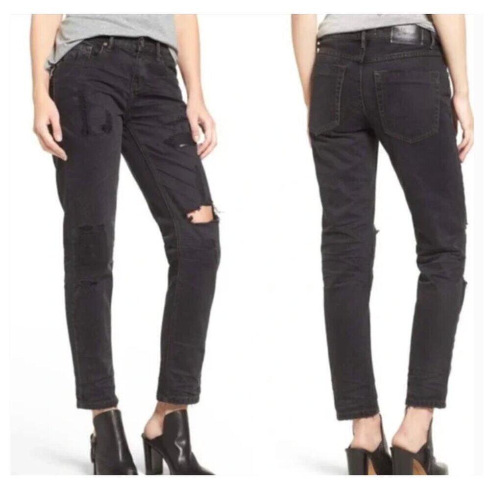 One Teaspoon Awesome Baggies Patch Distressed Jeans in Black Van
